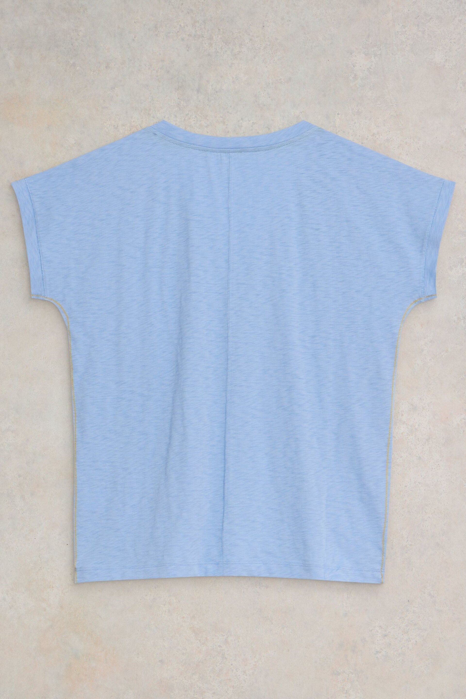 White Stuff Blue Notch Neck Nelly T-Shirt - Image 6 of 7