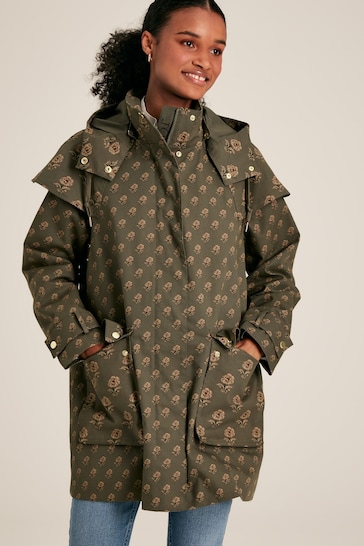 Joules Edinburgh Green Premium Waterproof Hooded Raincoat
