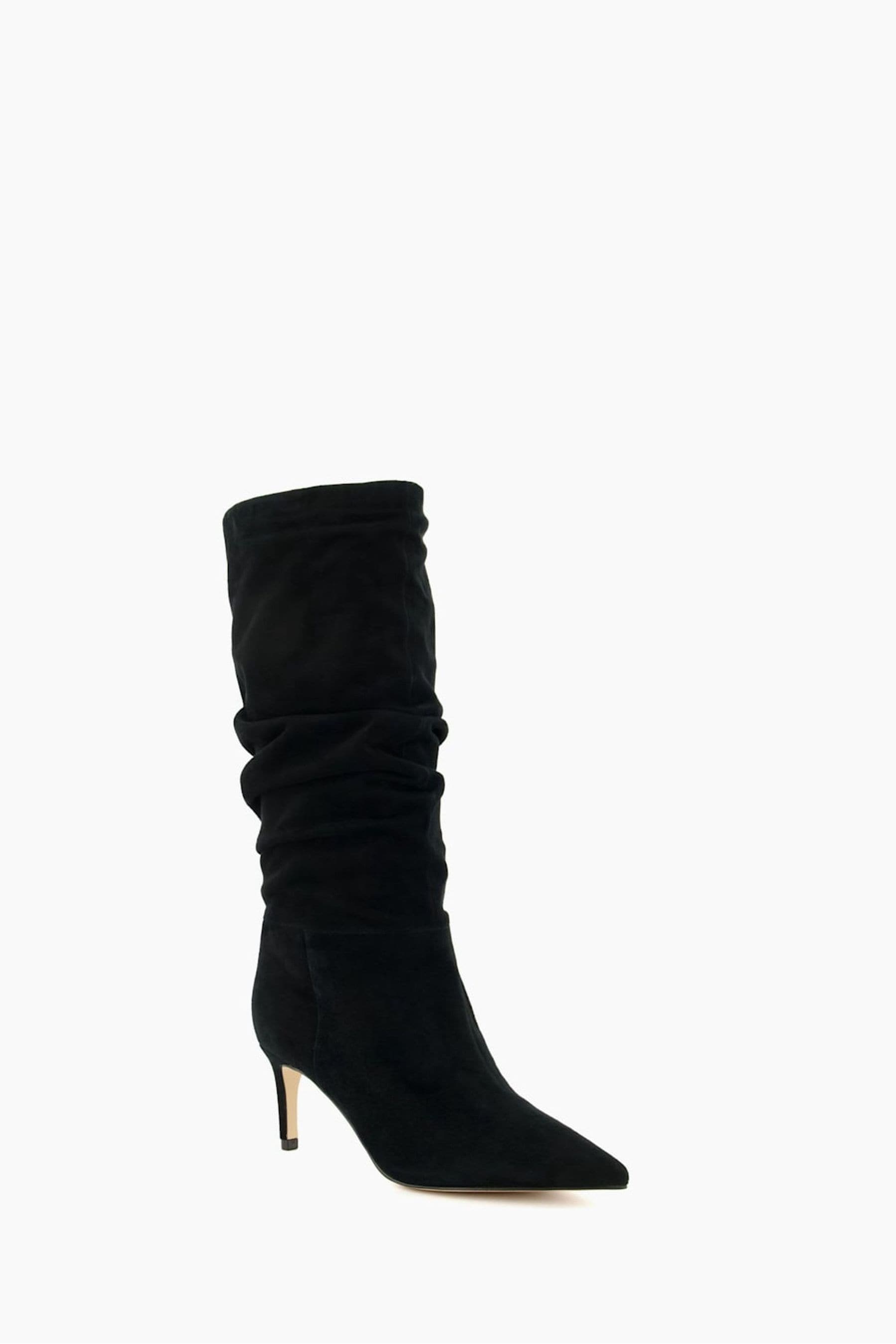 Buy Dune London Black Slouch Ruched Suede Heeled Boots from Next Luxembourg