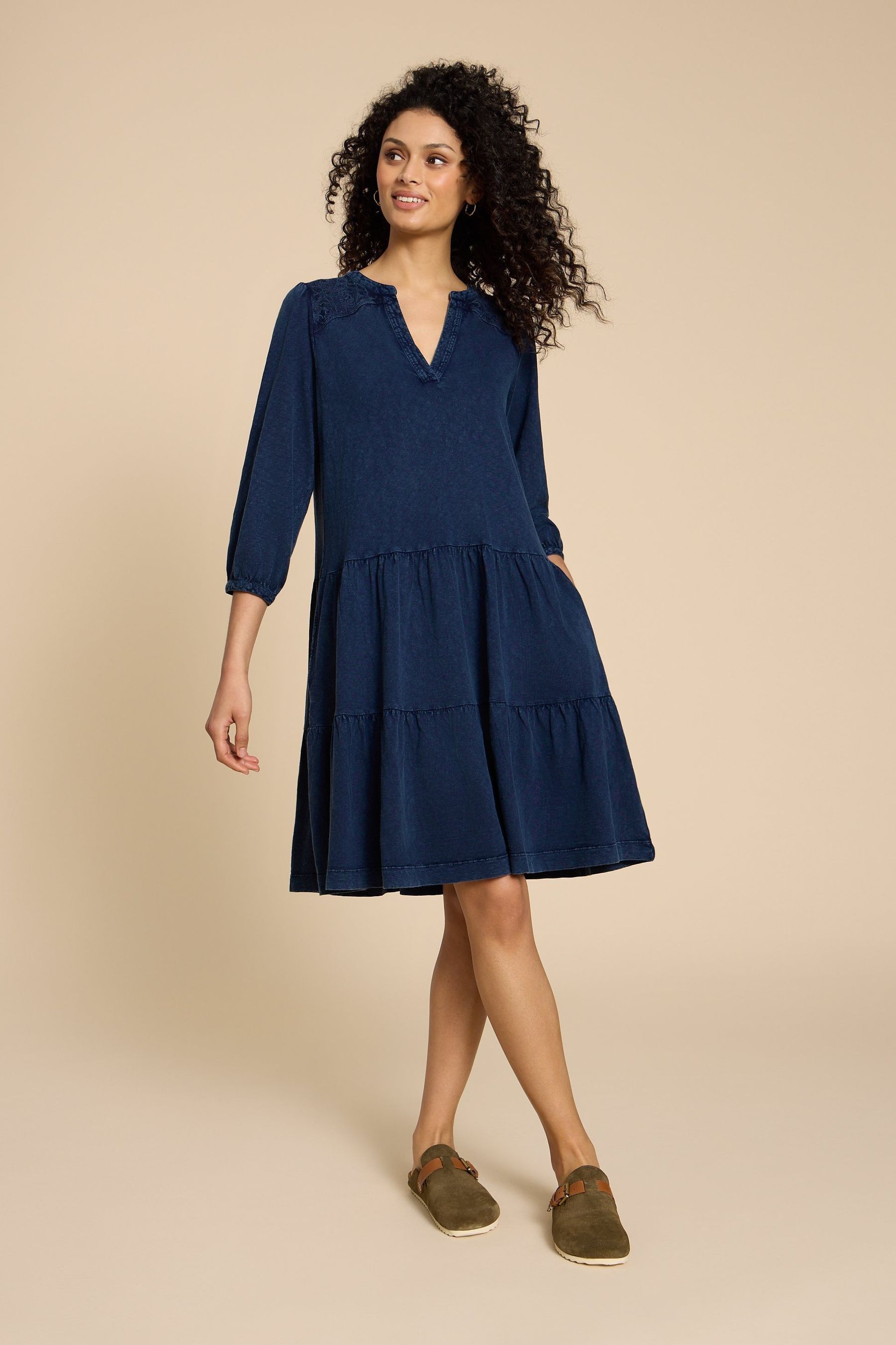 White Stuff Blue Clara Denim Jersey Dress