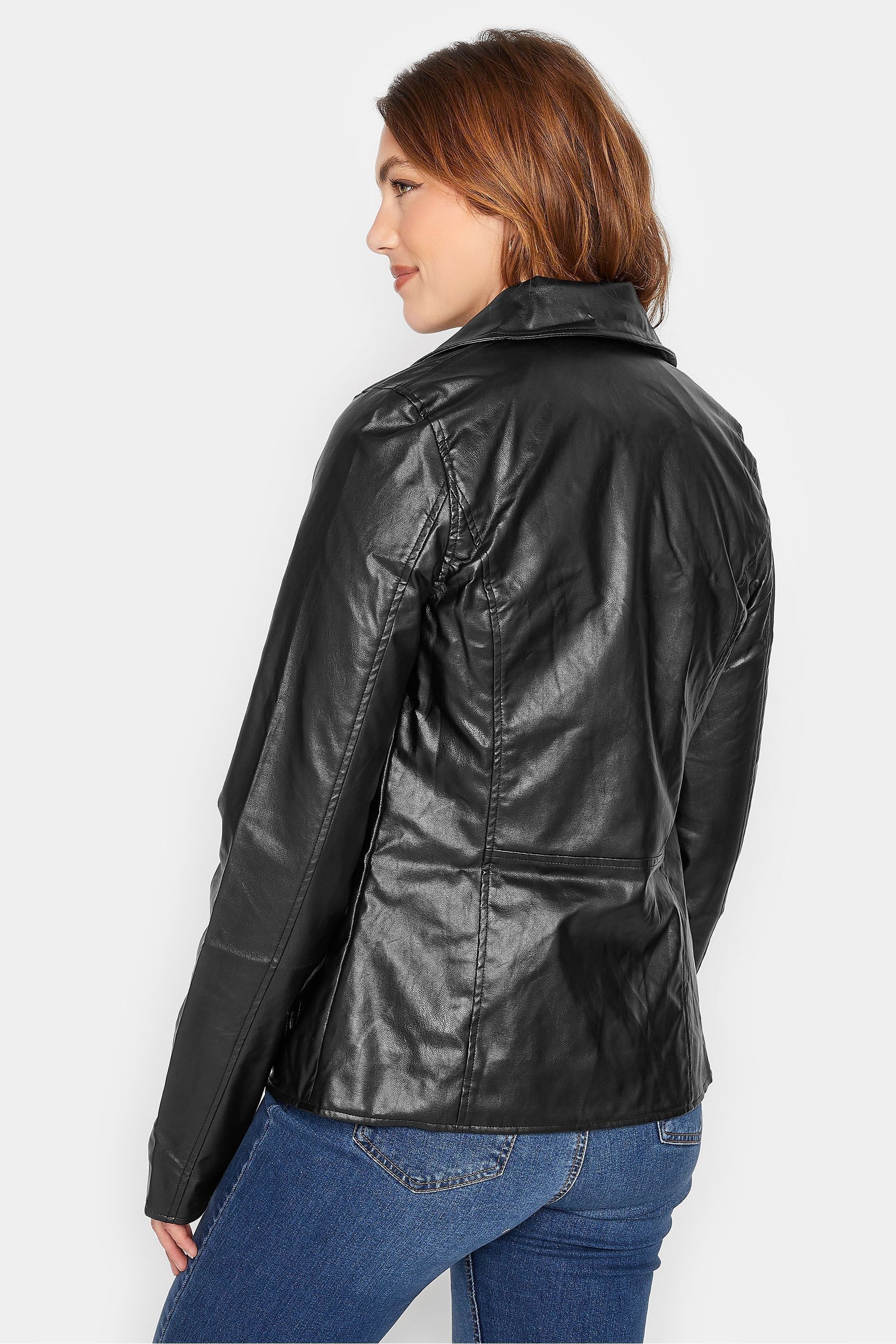 Leather motorcycle jacket tall sales