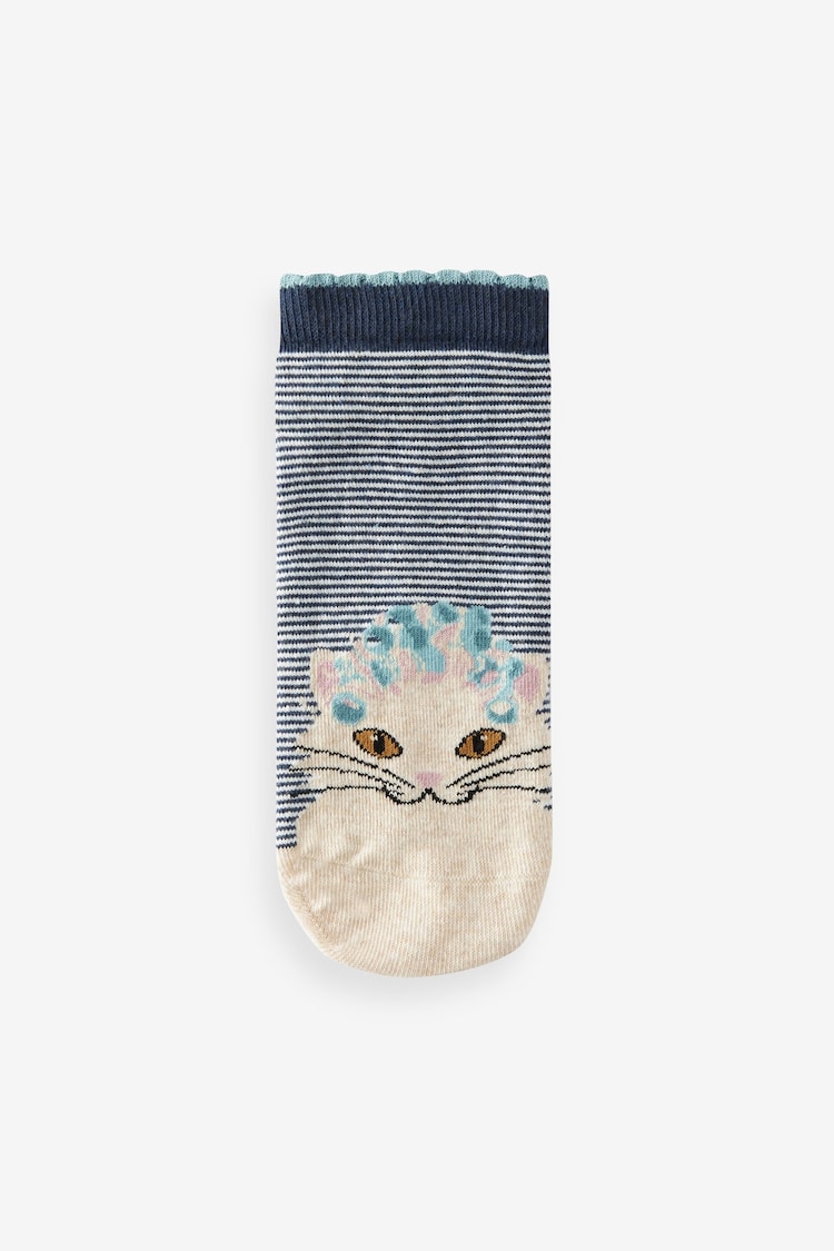 Blue/Pink Cat Spa Trainer Socks 4 Pack - Image 4 of 4