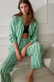 Green Stripe Button Through Cotton Pyjamas - Image 3 of 10