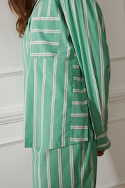 Green Stripe Button Through Cotton Pyjamas - Image 6 of 10