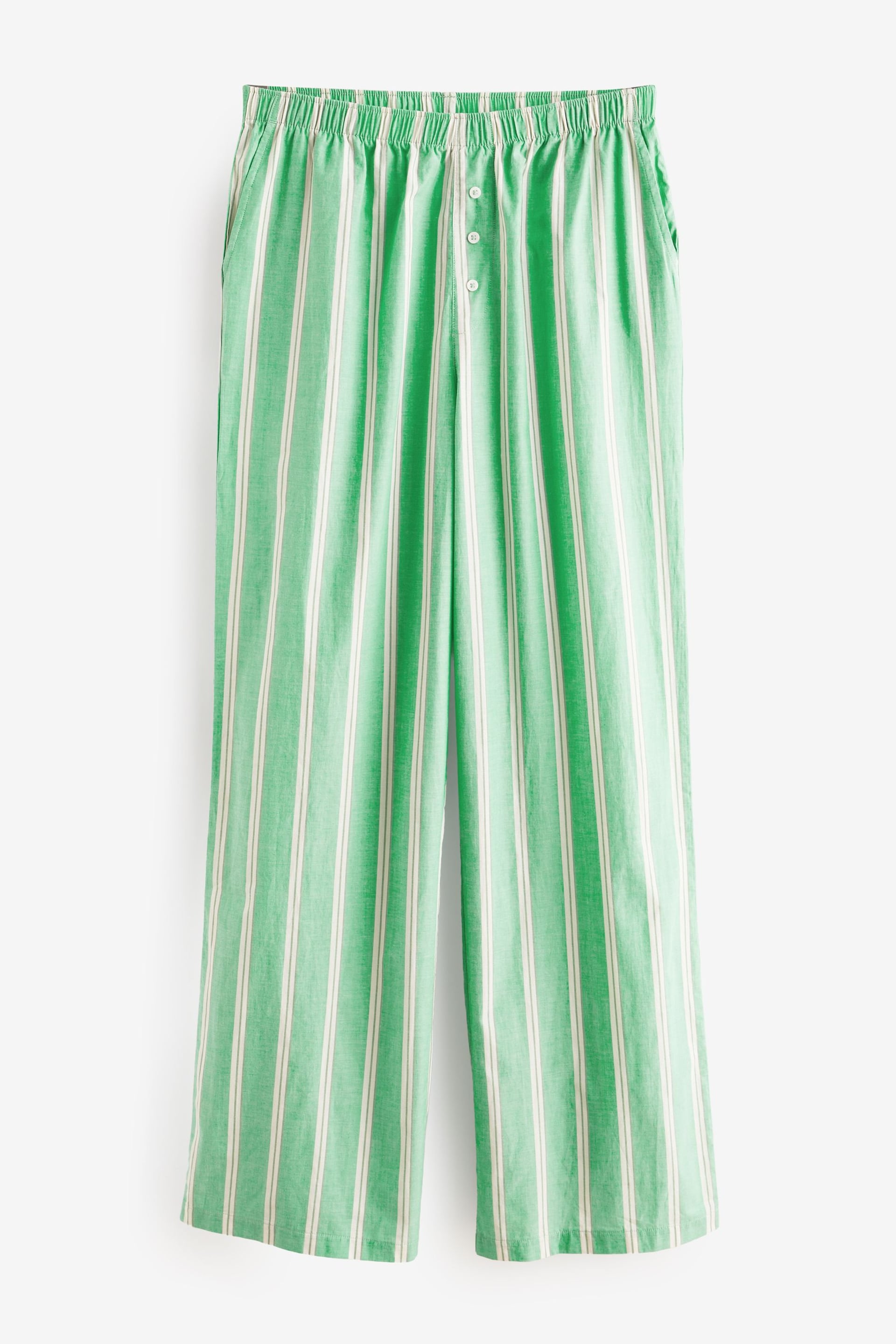 Green Stripe Button Through Cotton Pyjamas - Image 9 of 10