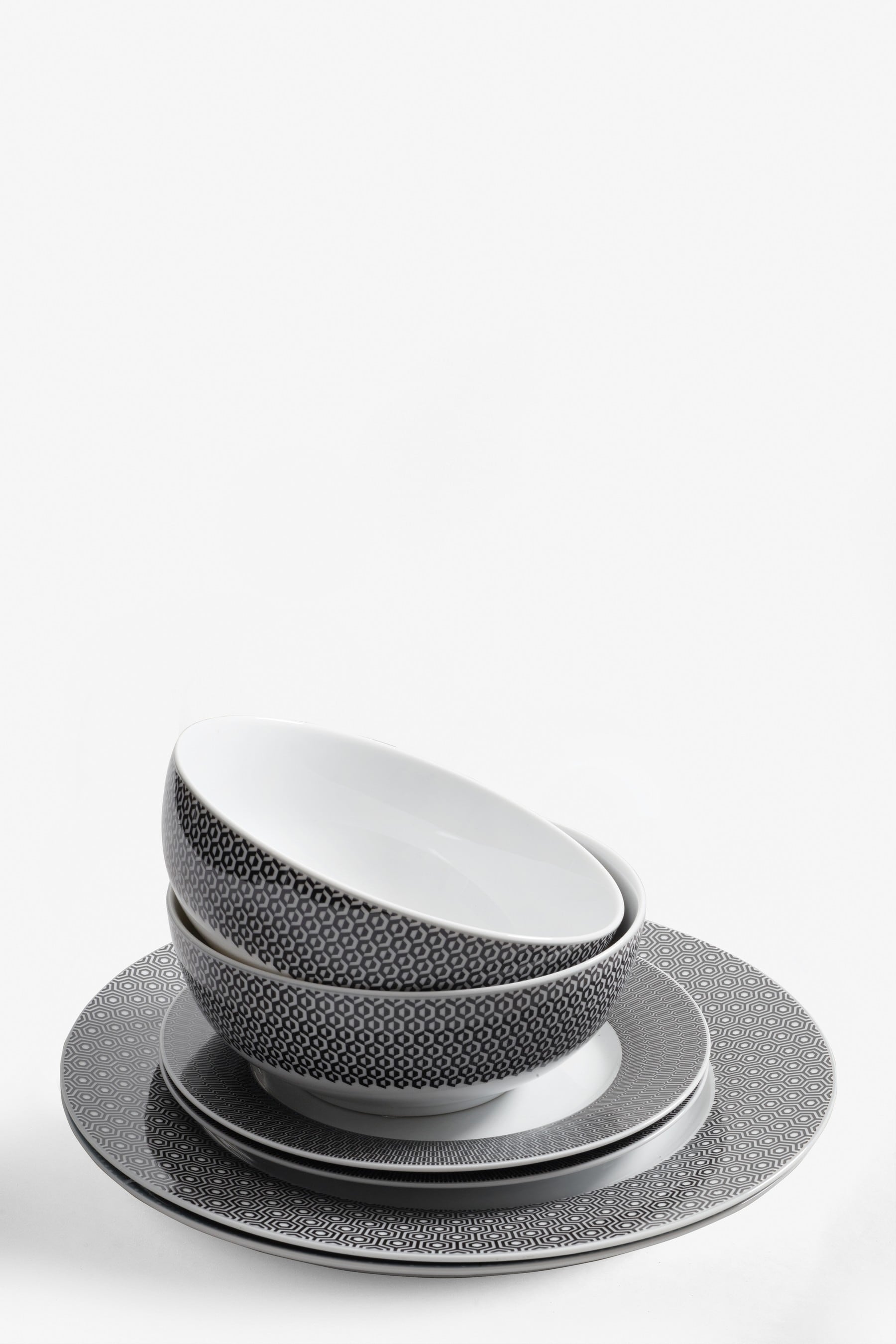 Buy Black Sloane 12 Piece Dinner Set from Next Luxembourg