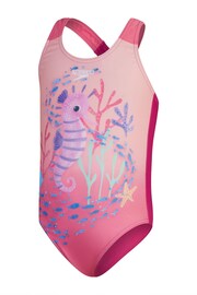 Speedo Girls Pink Digital Printed Swimsuit - Image 1 of 5