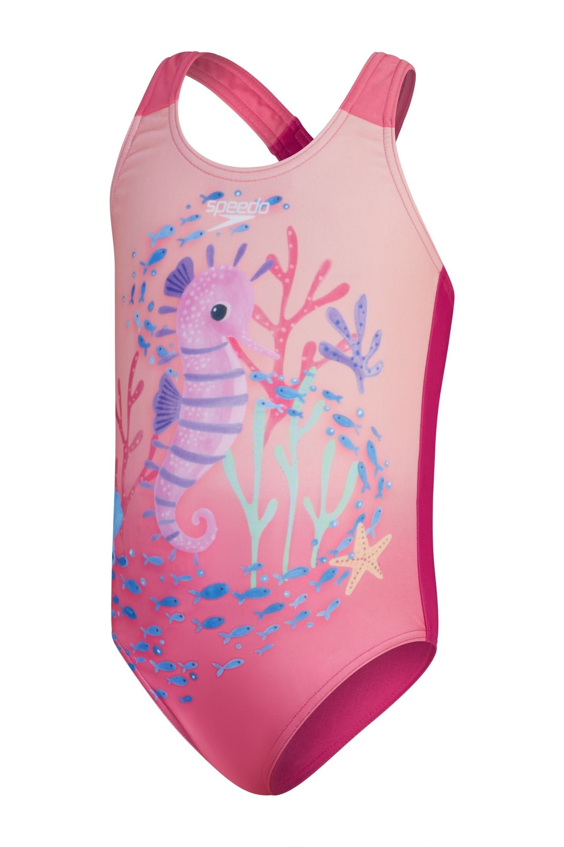 Speedo Girls Pink Digital Printed Swimsuit - Image 1 of 5