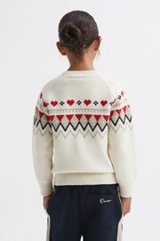 Reiss Ivory Charlotte Junior Relaxed Wool-Cotton Argyle Jumper - Image 5 of 6