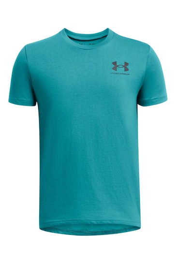 Under Armour Teal Blue Boys Youth Sportstyle Left Chest Logo T-Shirt