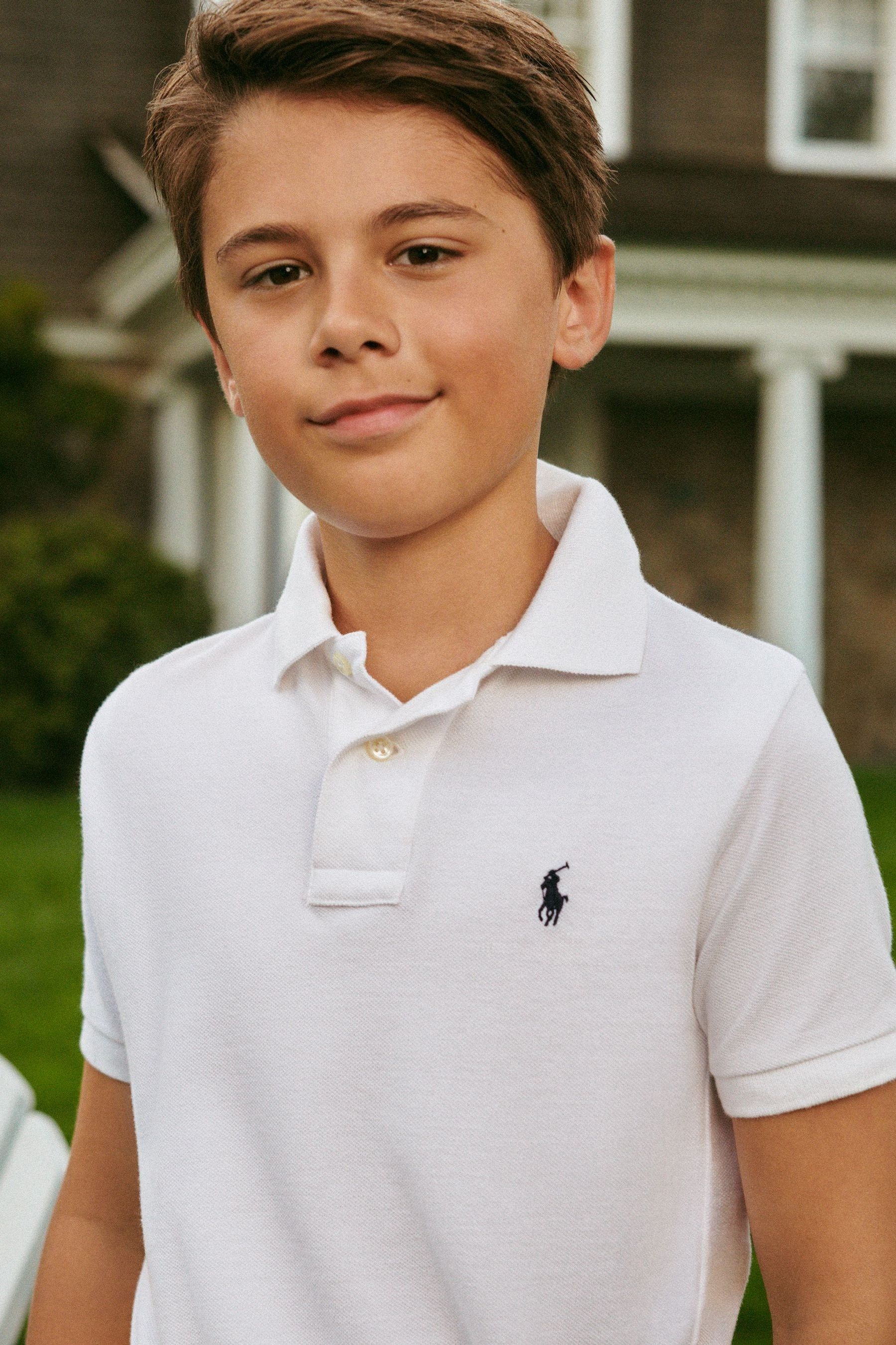 Boys white ralph lauren shirt discount