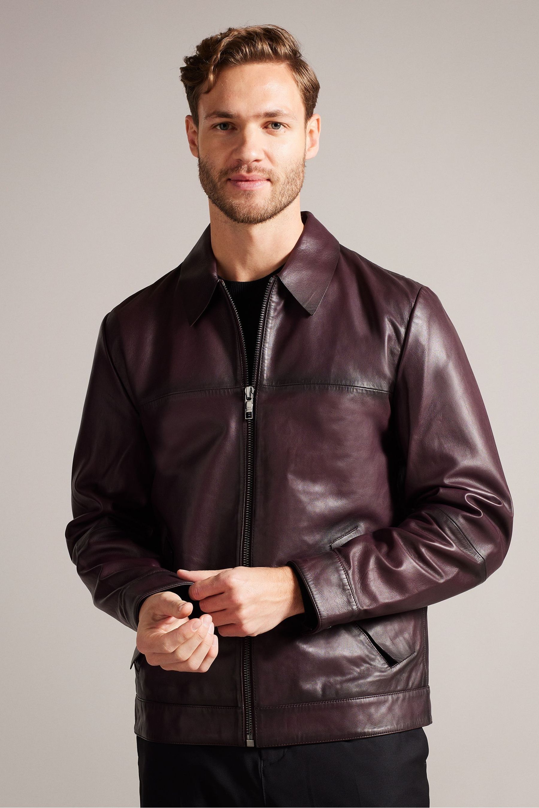 Ted Baker Jerem Red Clean Leather Jacket