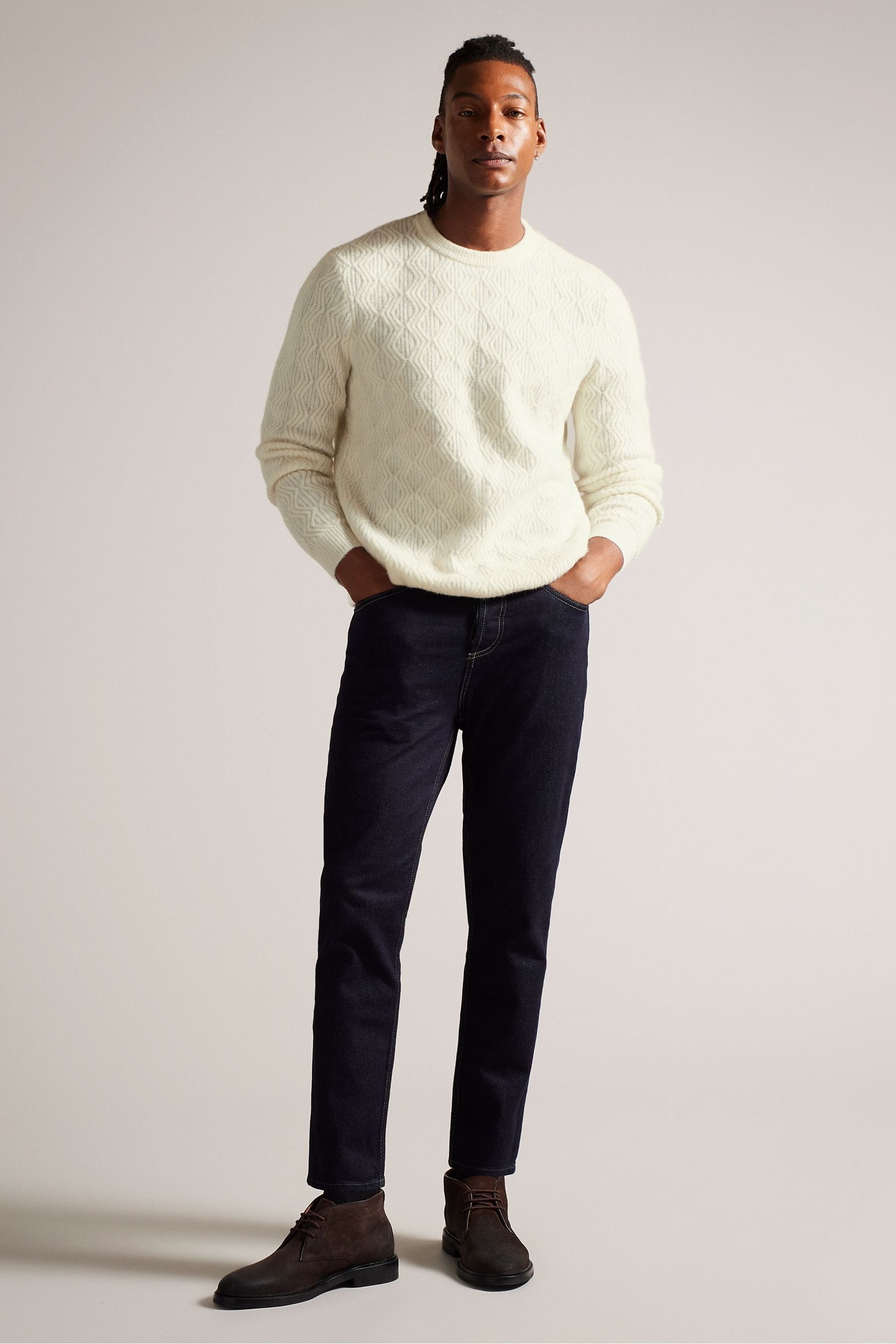 Buy Ted Baker Cream Atchet Textured Cable Crew Neck Jumper from Next Luxembourg