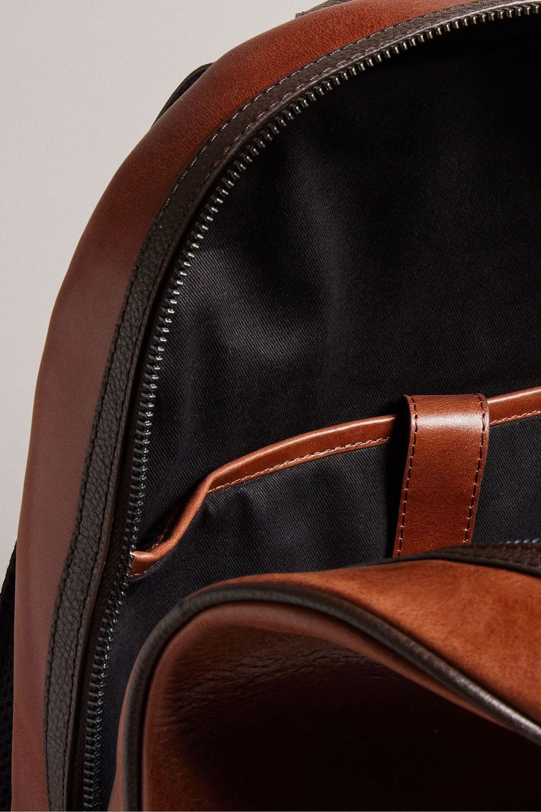 Buy Ted Baker Brown Waxy Leather Mix Backpack from the Next UK