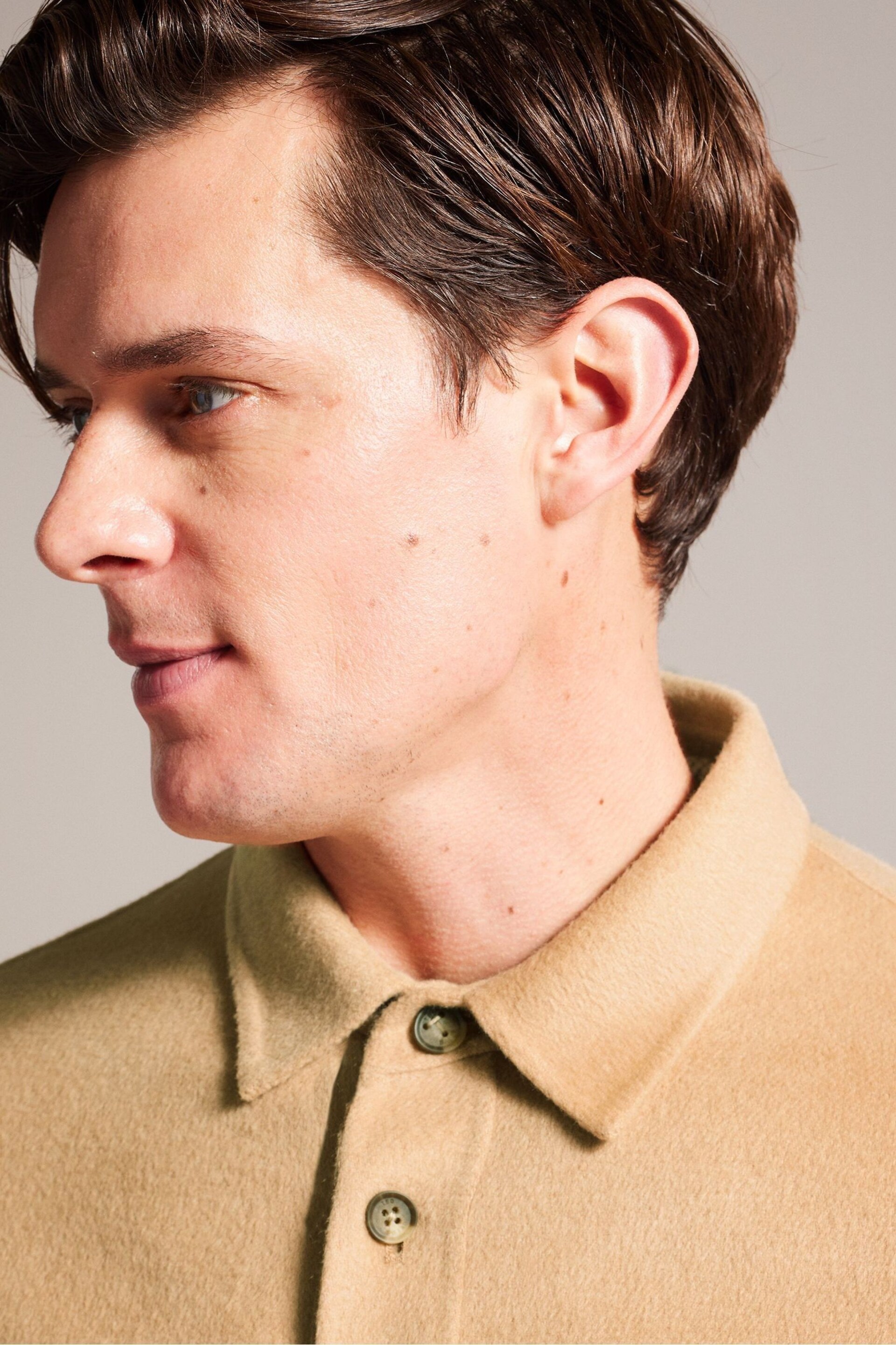 Ted Baker Natural Dalch Long Sleeve Splittable Wool Shirt - Image 4 of 6