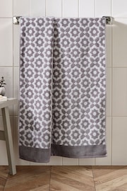 Grey Tile Geo Towel 100% Cotton - Image 1 of 4