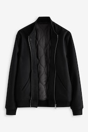 Black Padded Bomber Jacket with Wool - Image 2 of 6