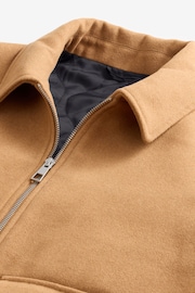 Camel Neutral Zip Through Padded Shacket with Wool - Image 8 of 11