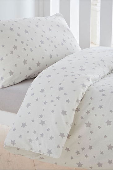 Silentnight Grey Kids Safe Nights Pink Star Cot Bed Duvet Cover and Pillowcase Set
