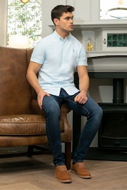 Threadbare Blue Oxford Cotton Short Sleeve Shirt - Image 3 of 4