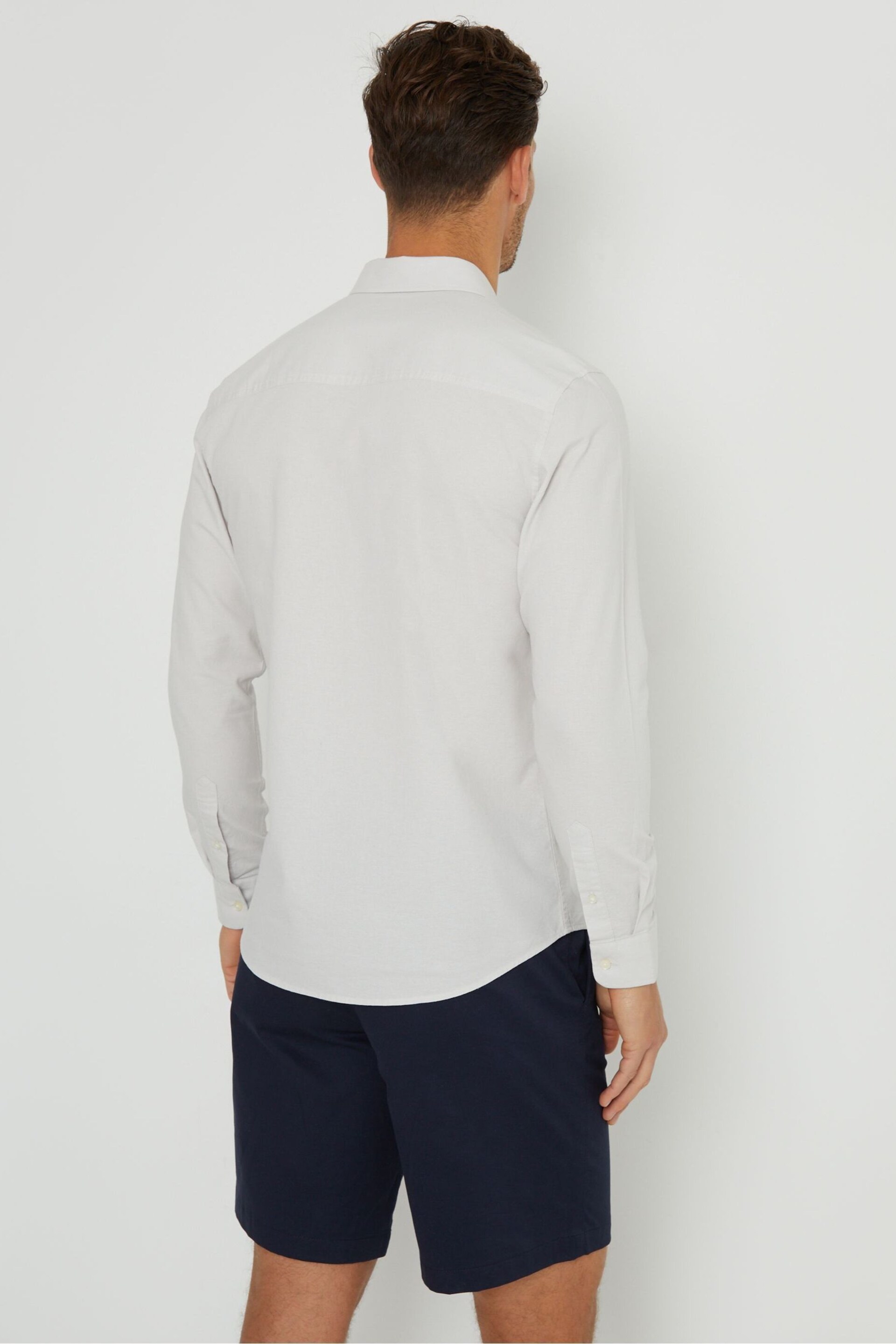 Threadbare Ecru Oxford Cotton Long Sleeve Shirt - Image 2 of 5
