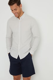 Threadbare Ecru Oxford Cotton Long Sleeve Shirt - Image 3 of 5