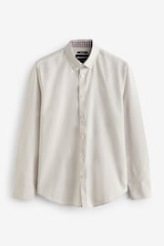 Threadbare Ecru Oxford Cotton Long Sleeve Shirt - Image 5 of 5