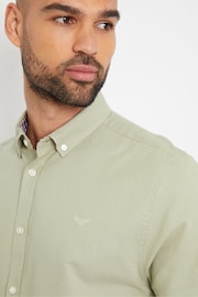 Threadbare Green Oxford Cotton Short Sleeve Shirt - Image 4 of 4