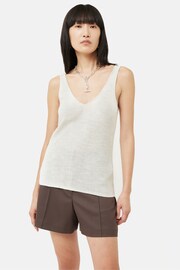 Jigsaw Cream Linen Cotton V-Neck Vest - Image 3 of 5