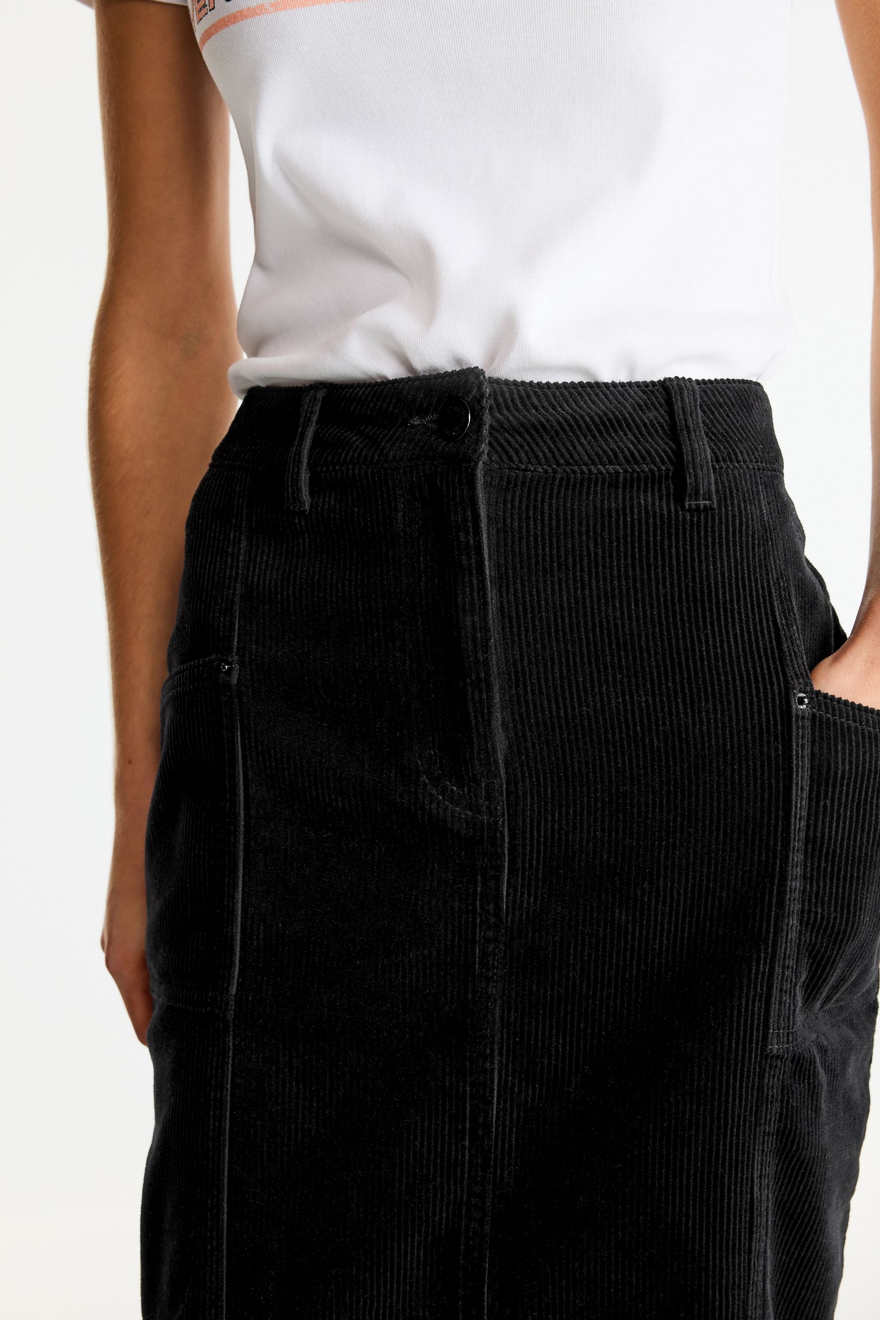 Buy Black Corduroy Column Skirt from Next Luxembourg