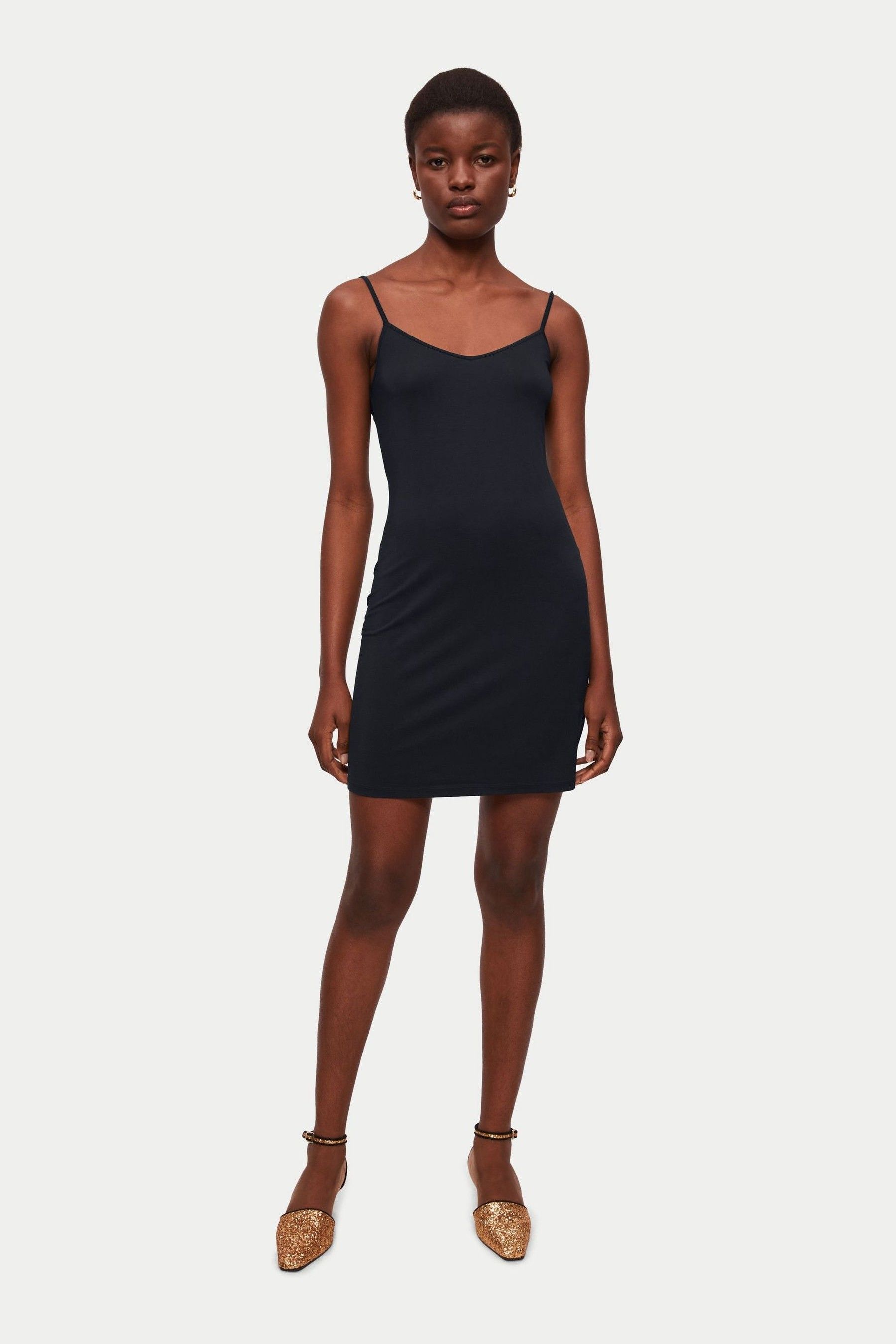 Black long slip dress online