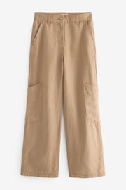 Camel Brown TENCEL™ Linen Blend Cargo Wide Leg Trousers - Image 6 of 7