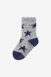 Navy Blue/Grey Stars Cosy Socks 2 Pack - Image 2 of 3