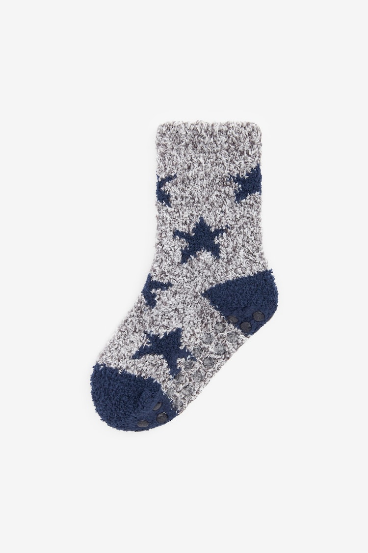 Navy Blue/Grey Stars Cosy Socks 2 Pack - Image 2 of 3