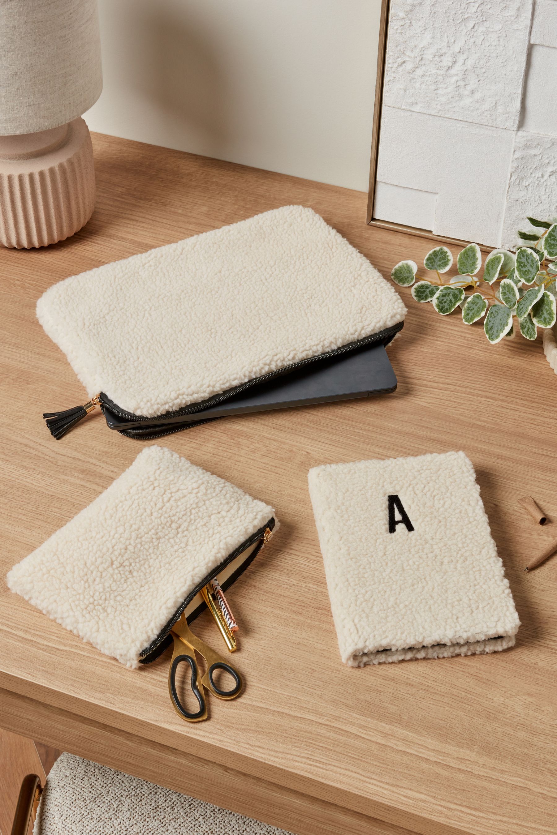Buy Cream Borg Laptop Case from Next Luxembourg