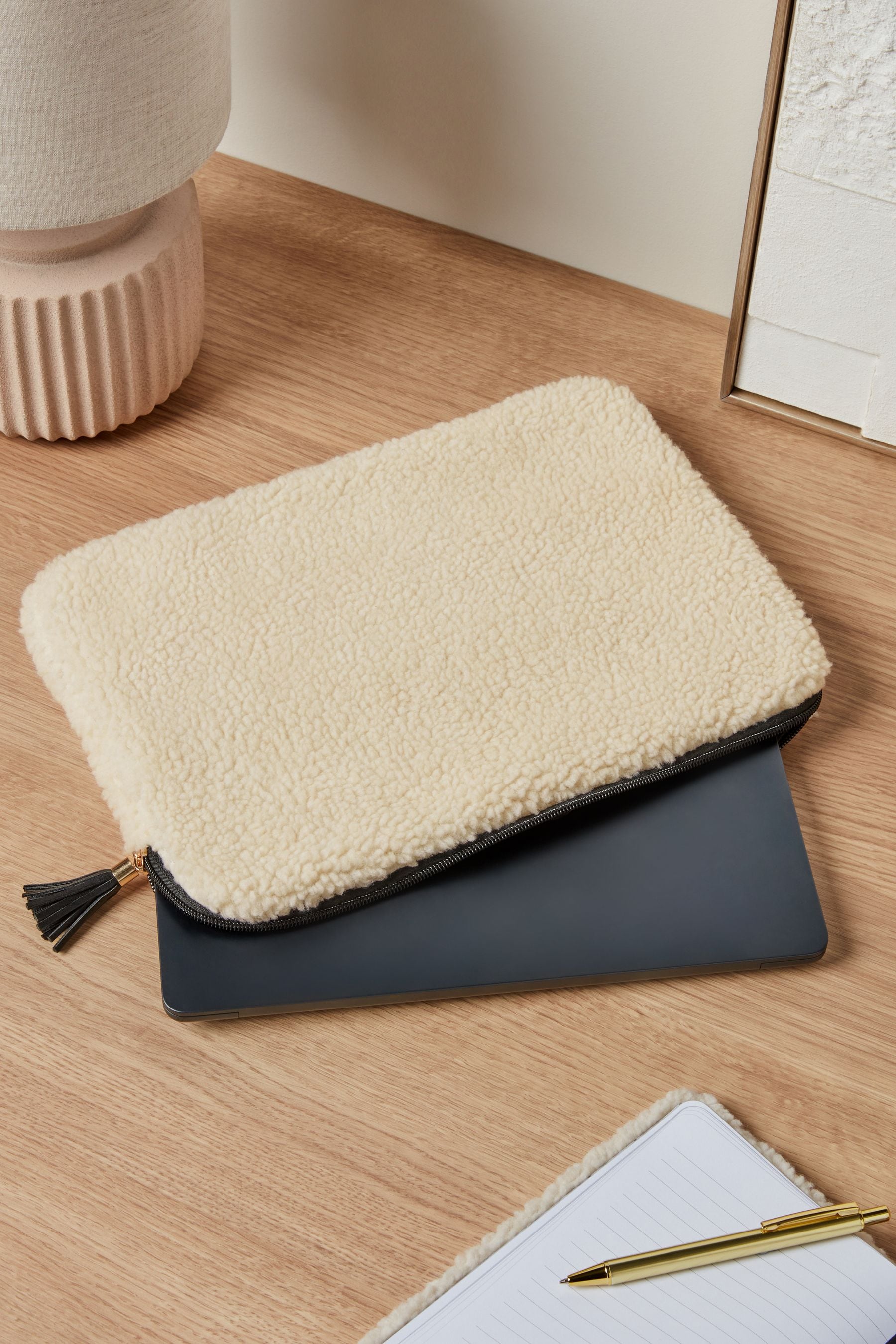 Buy Cream Borg Laptop Case from Next Ireland