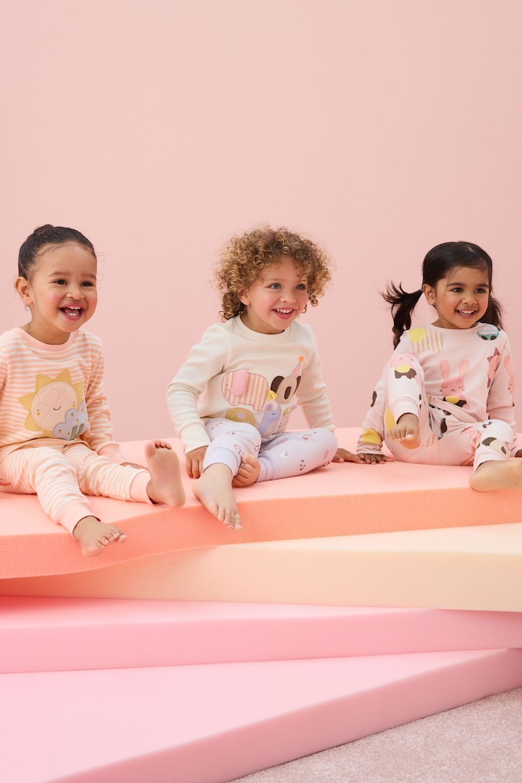 Pastel Character 100% Cotton Long Sleeve Pyjamas 3 Pack (9mths-16yrs) - Image 2 of 7