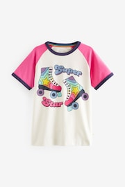 Little Bird by Jools Oliver Ecru/Pink Short Sleeve Raglan Colourful T-Shirt - Image 1 of 5