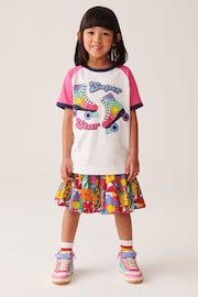 Little Bird by Jools Oliver Ecru/Pink Short Sleeve Raglan Colourful T-Shirt - Image 2 of 5