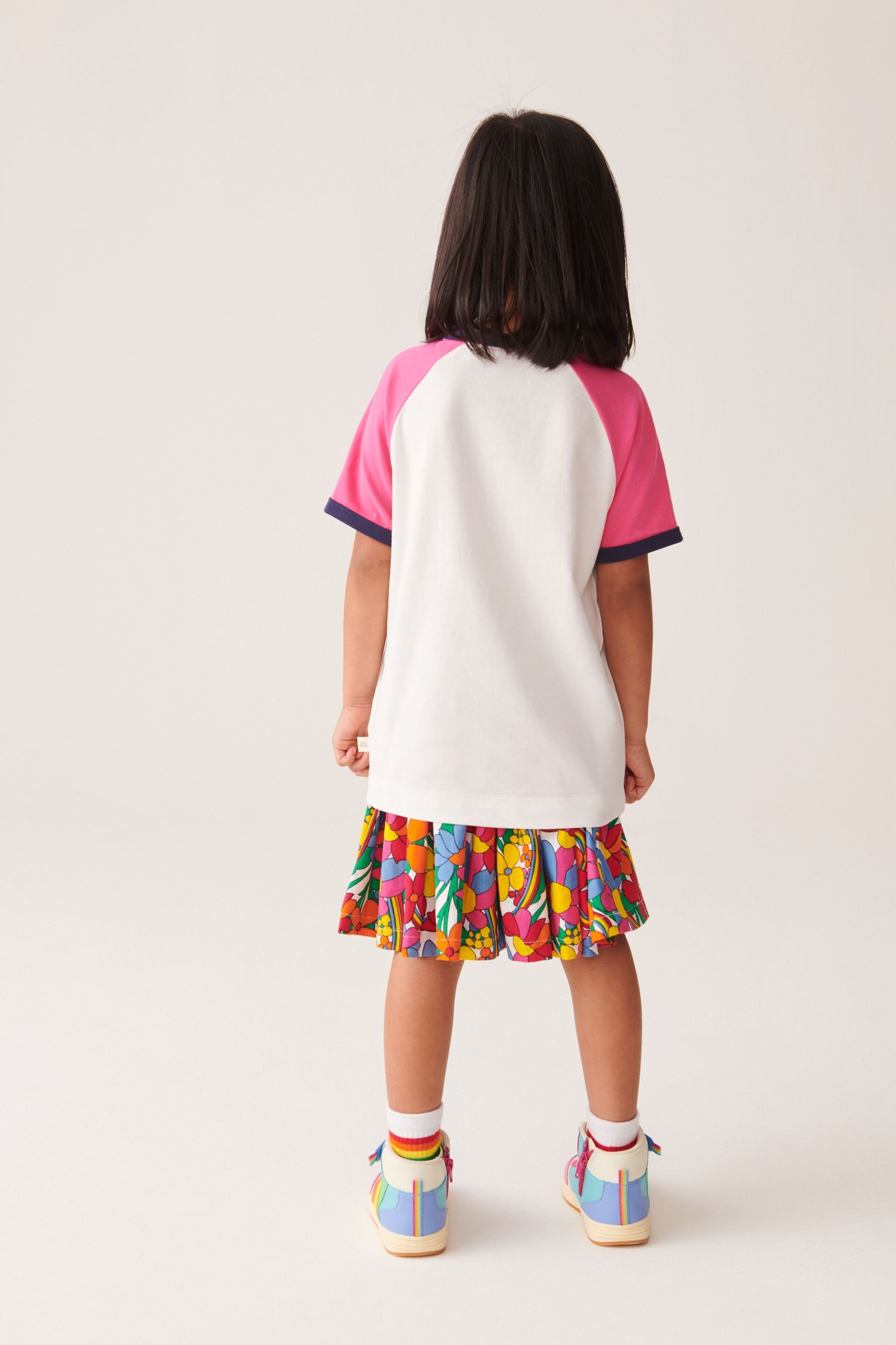 Little Bird by Jools Oliver Ecru/Pink Short Sleeve Raglan Colourful T-Shirt - Image 3 of 5