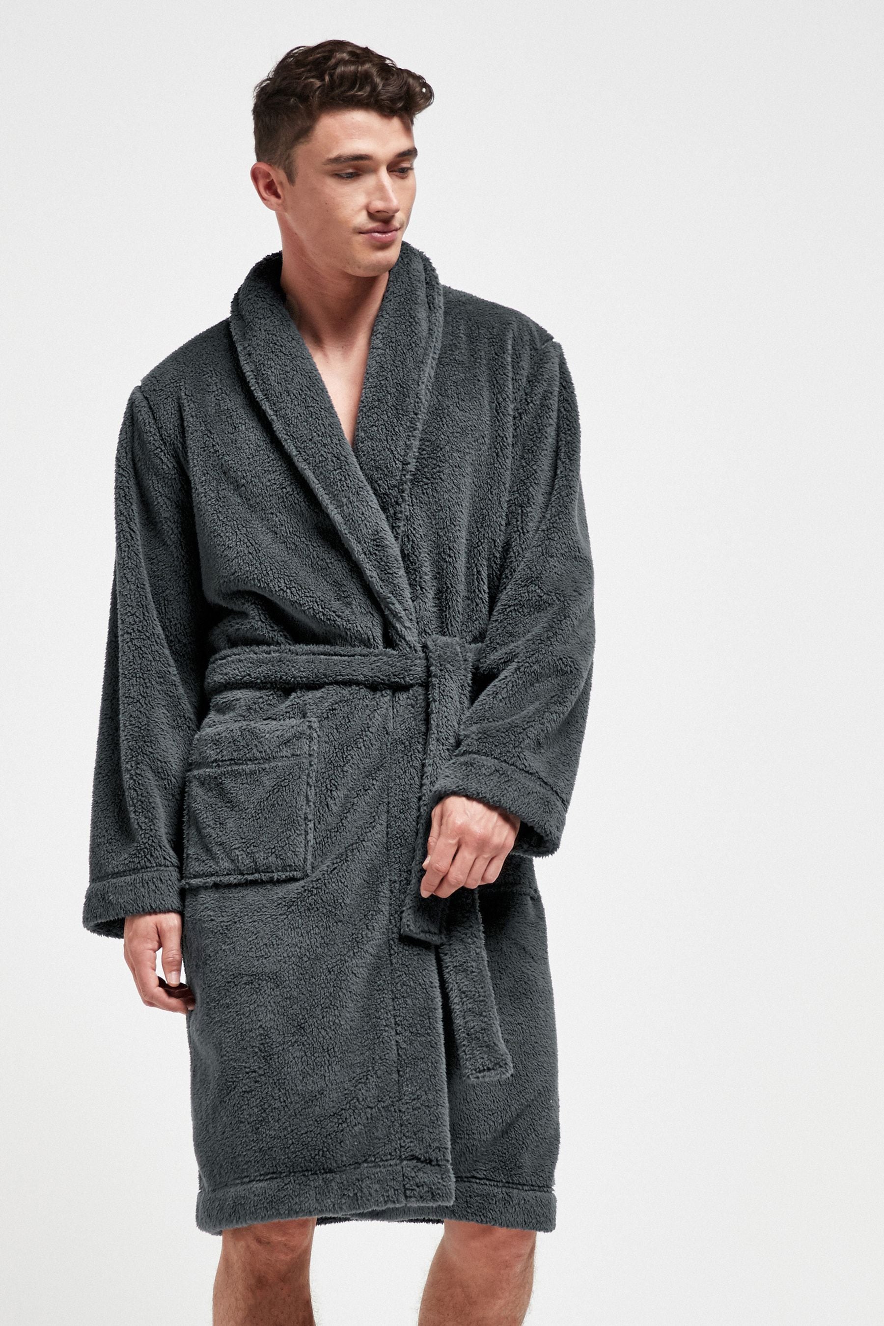 Buy Slate Grey Fleece Dressing Gown from the Next UK online shop
