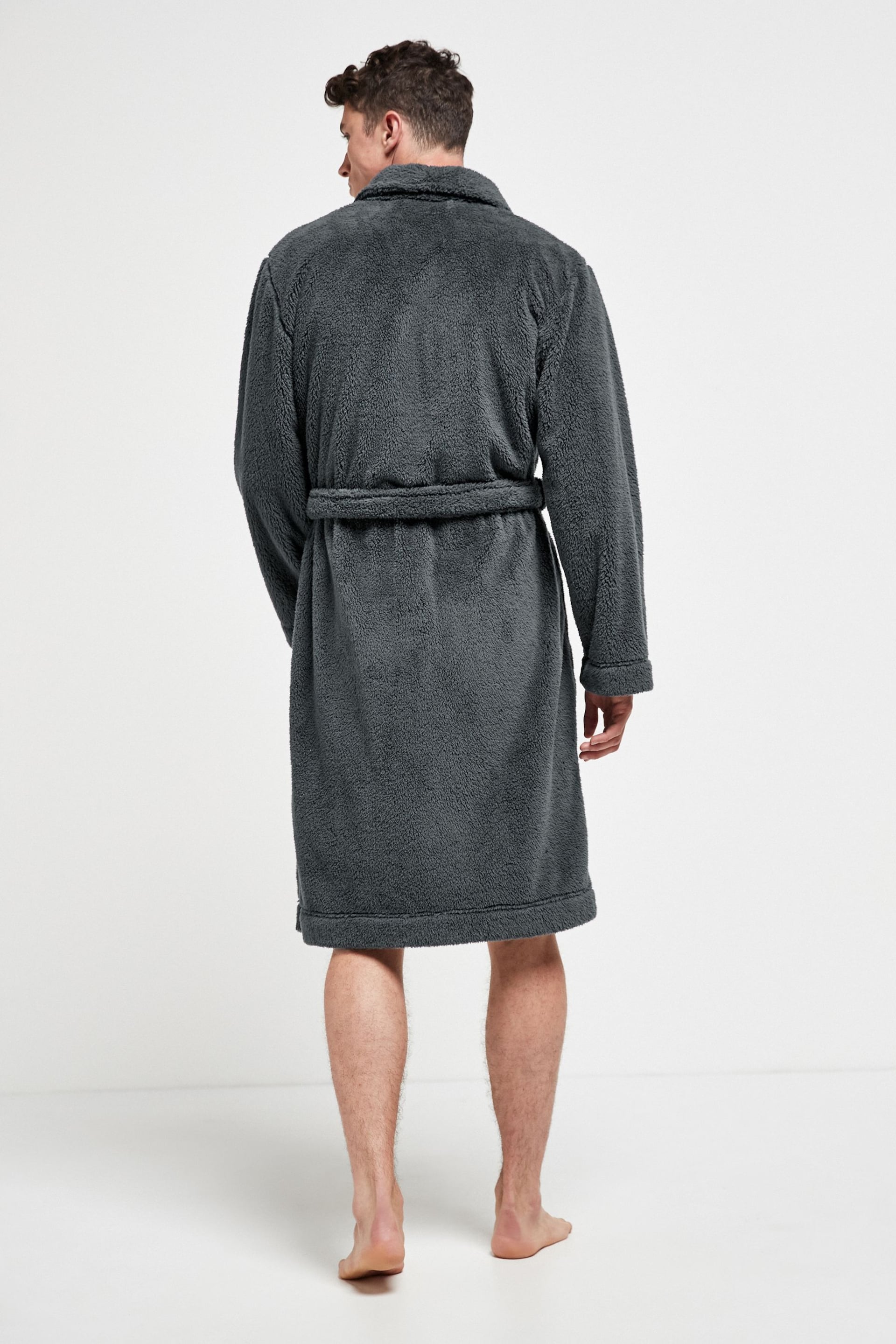 Slate Grey Fleece Dressing Gown - Image 2 of 6