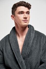 Slate Grey Fleece Dressing Gown - Image 4 of 6