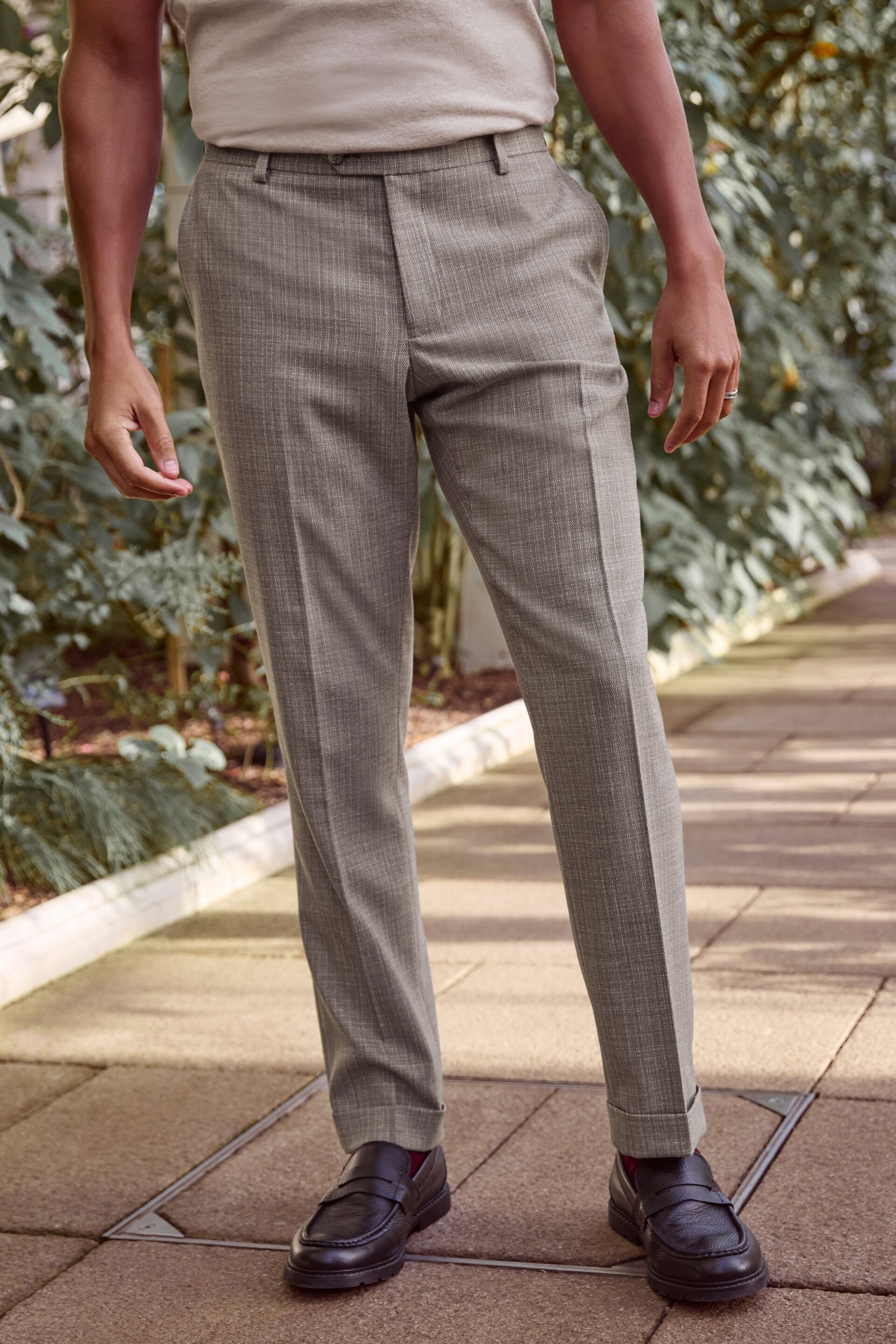 Neutral Slim Fit Textured Suit Trousers - Image 2 of 9
