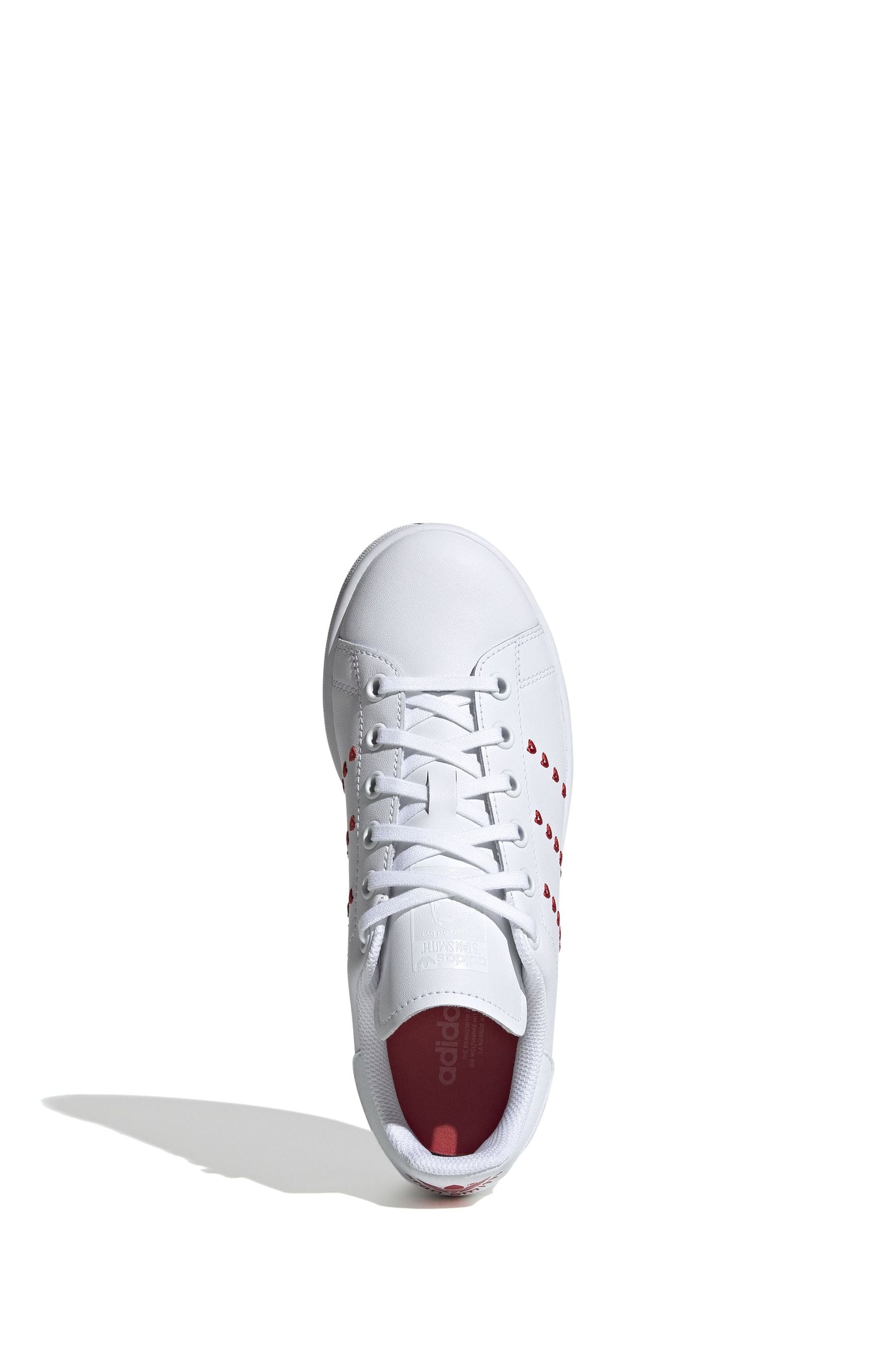 Buy adidas Originals White Heart Stan Smith Youth Trainers from