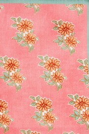 Seafoam Green/Pink Block Print Floral Linen Pocket Square - Image 2 of 3