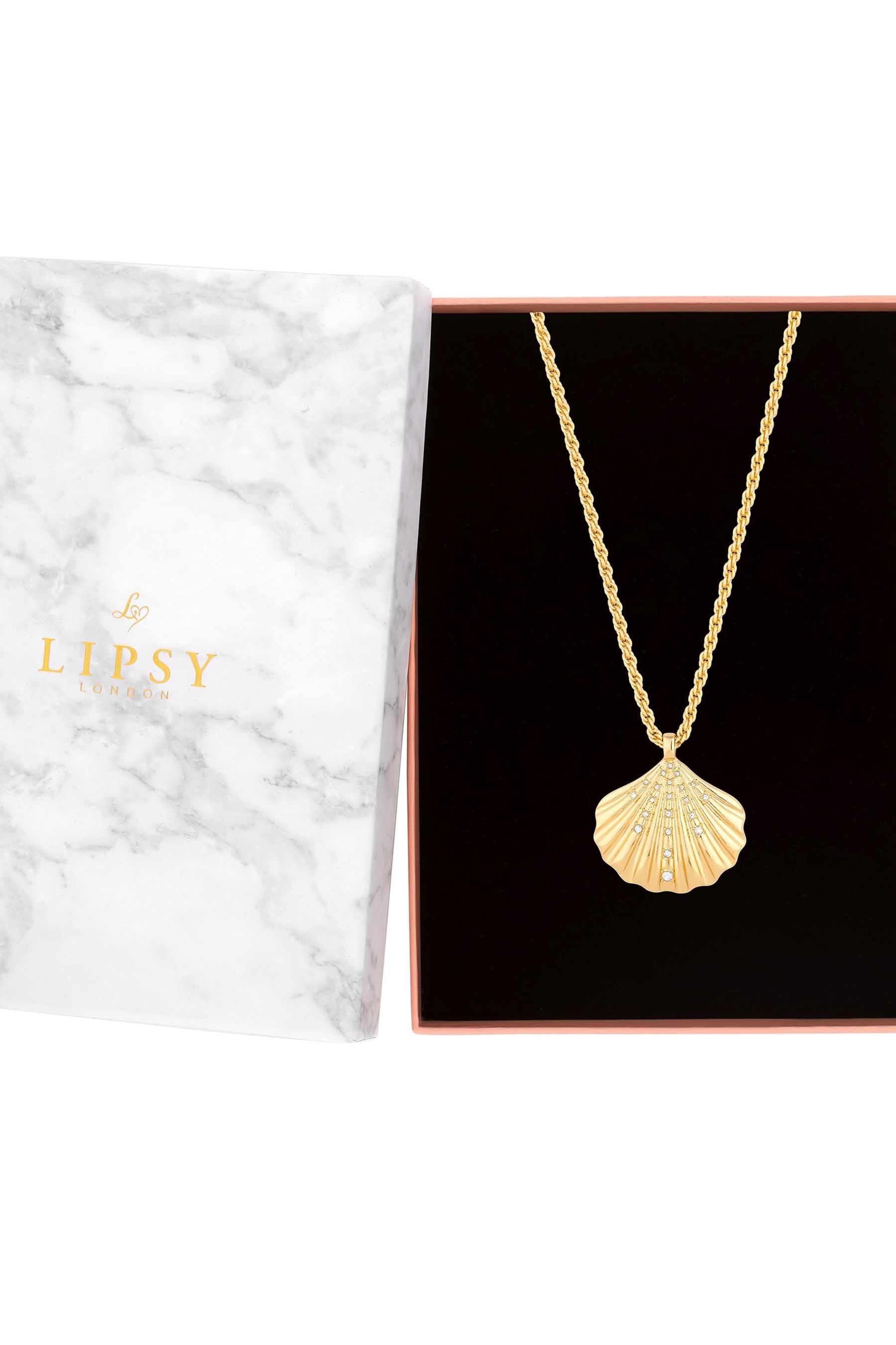 Buy Lipsy Jewellery Gold Tone Oversized Shell Necklace Gift Boxed from the Next UK online shop