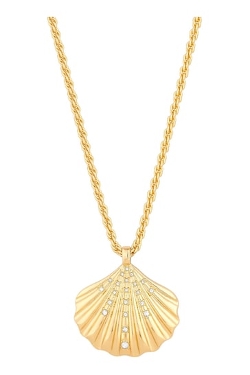 Lipsy Jewellery Gold Tone Oversized Shell Necklace - Gift Boxed