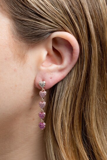 Lipsy Jewellery Pink Micro Pave Tonal Drop Earrings