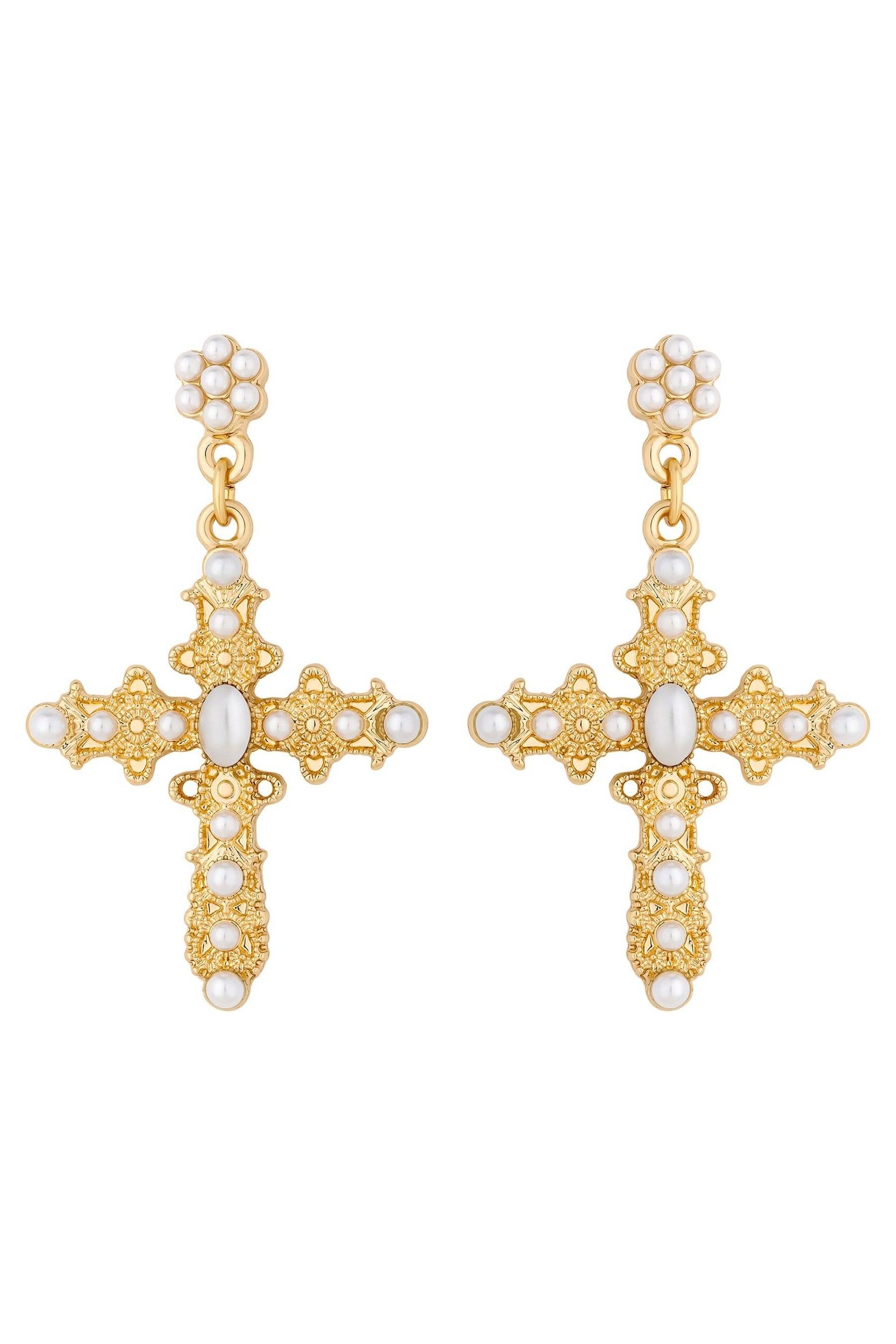 Buy Lipsy Jewellery Gold Tone Cross Earrings from the Next UK online shop